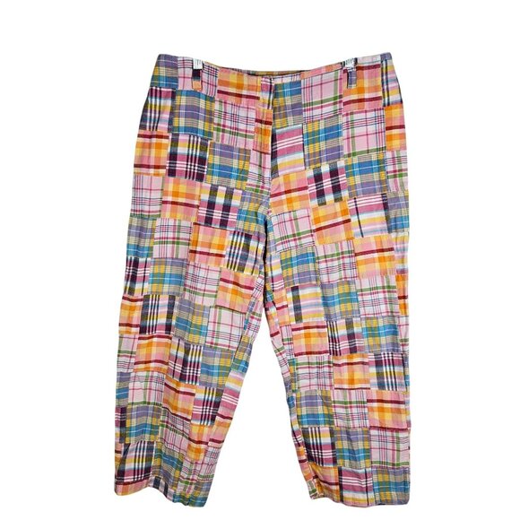 Mark Fore & Strike Capri Pants Size 12 Madras Vintage  Patchwork Plaid Cotton - Picture 1 of 11